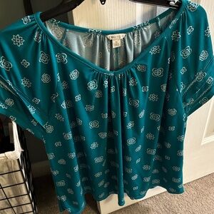 Cato Teal Floral Blouse